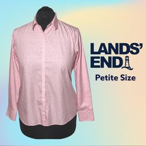 Pink/White Pinstripe Lands End No Iron Supima Top